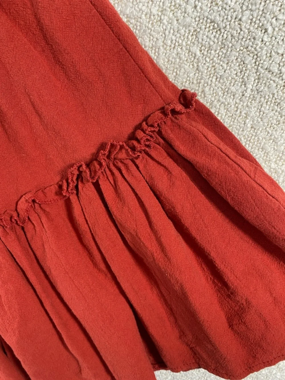 Women’s dark Red Tiered Drawstring Skirt. - Picture 12 of 15